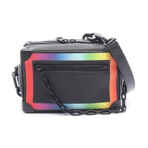 Louis Vuitton Soft Trunk Shoulder Bag Leather Taiga Black Multicolor